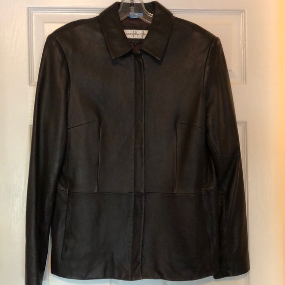 Sz L Chocolate Brown Leather Jacket - Picture 5 of 10